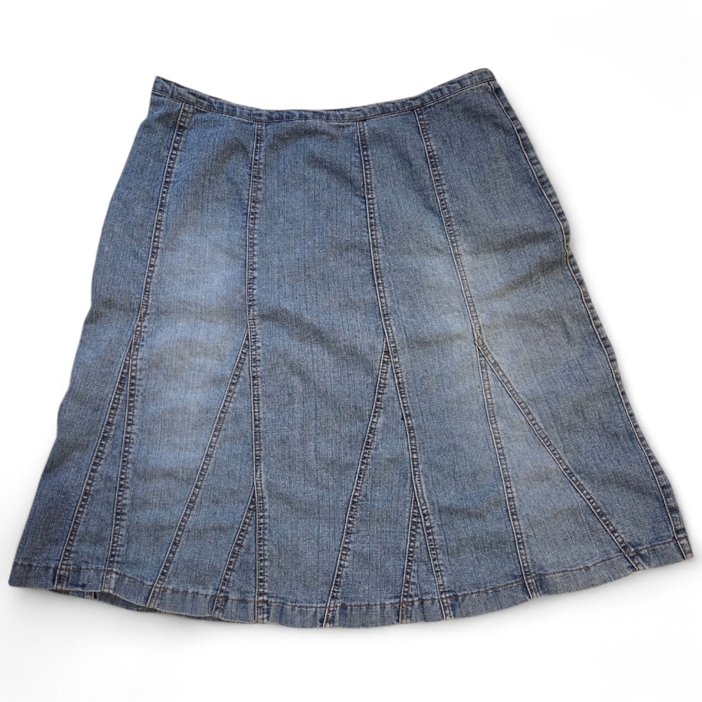 VTG The Blues Denim Midi Skirt Boho Hippie Festival Peasant Western Plus Size 16